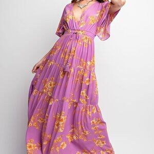 NWT -Easel Floral Printed Gauze Maxi Dress- S